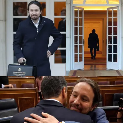 Imagen Pablo Iglesias en Moncloa y con Pedro S&aacute;nchez
