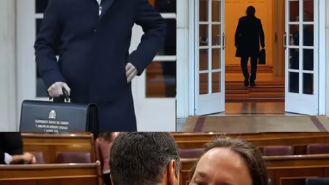 Imagen Pablo Iglesias en Moncloa y con Pedro S&aacute;nchez